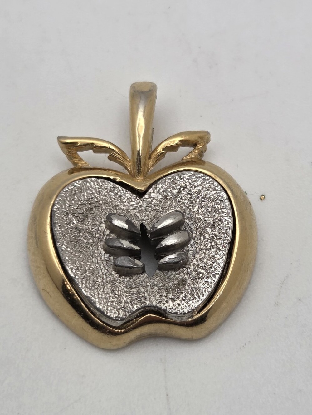 Vintage Two-Tone Apple Slice / Core Pendant Charm